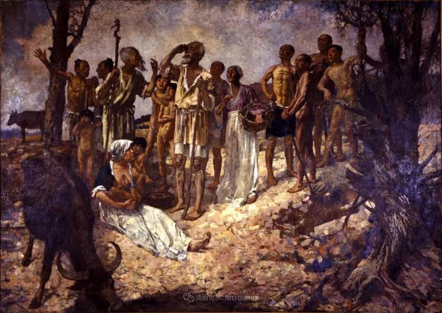 徐悲鸿先生的巨幅油画愚公移山,徐悲鸿中国现代画之父