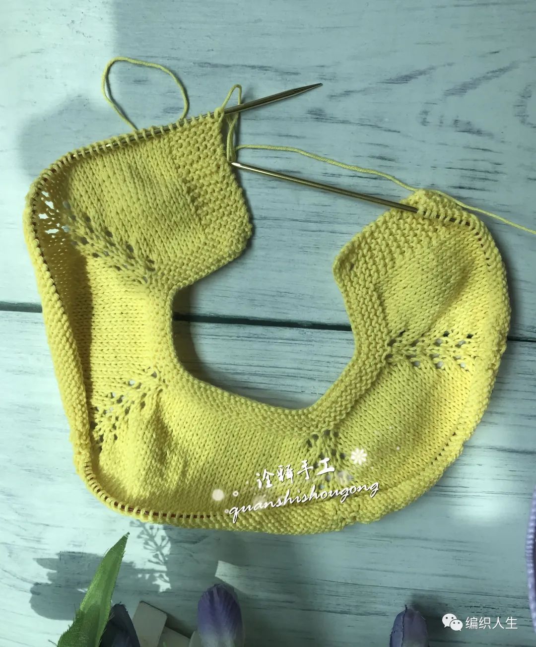 娥眉月儿童提花编织教程,婴儿帽子木耳边棒针编织教程视频