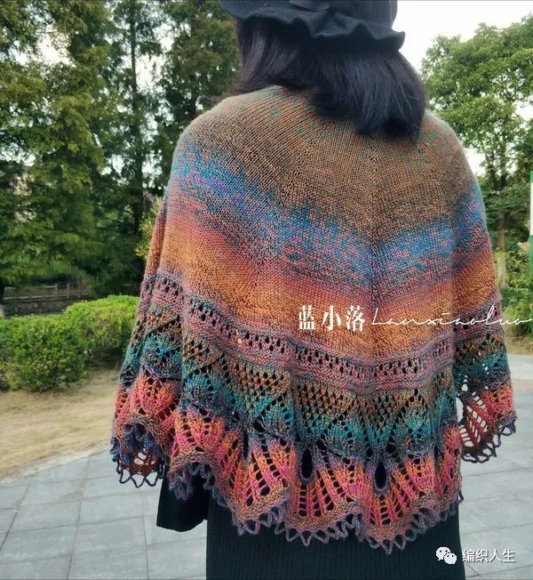 女式叶子花毛线披肩织法,花语大披肩图解