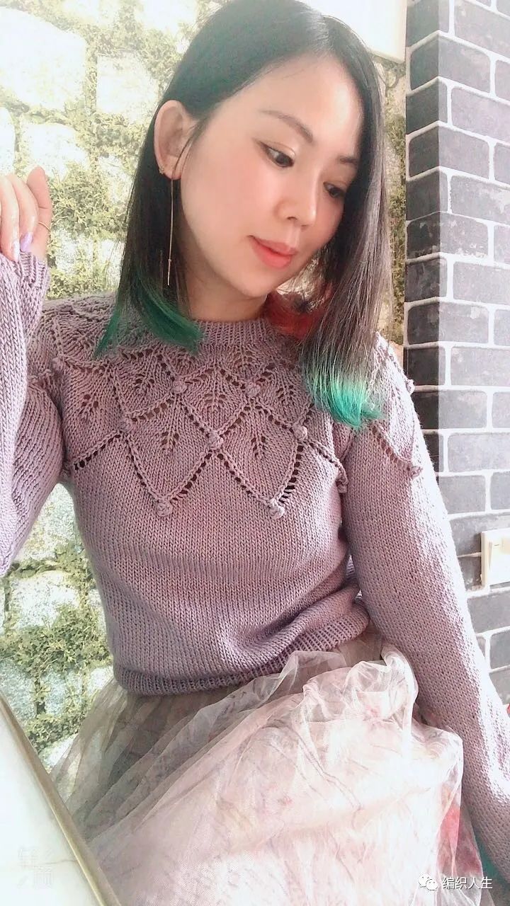 枫叶半袖套头毛衣编织教程全集,樱落棒针编织镂空宽松套头衫