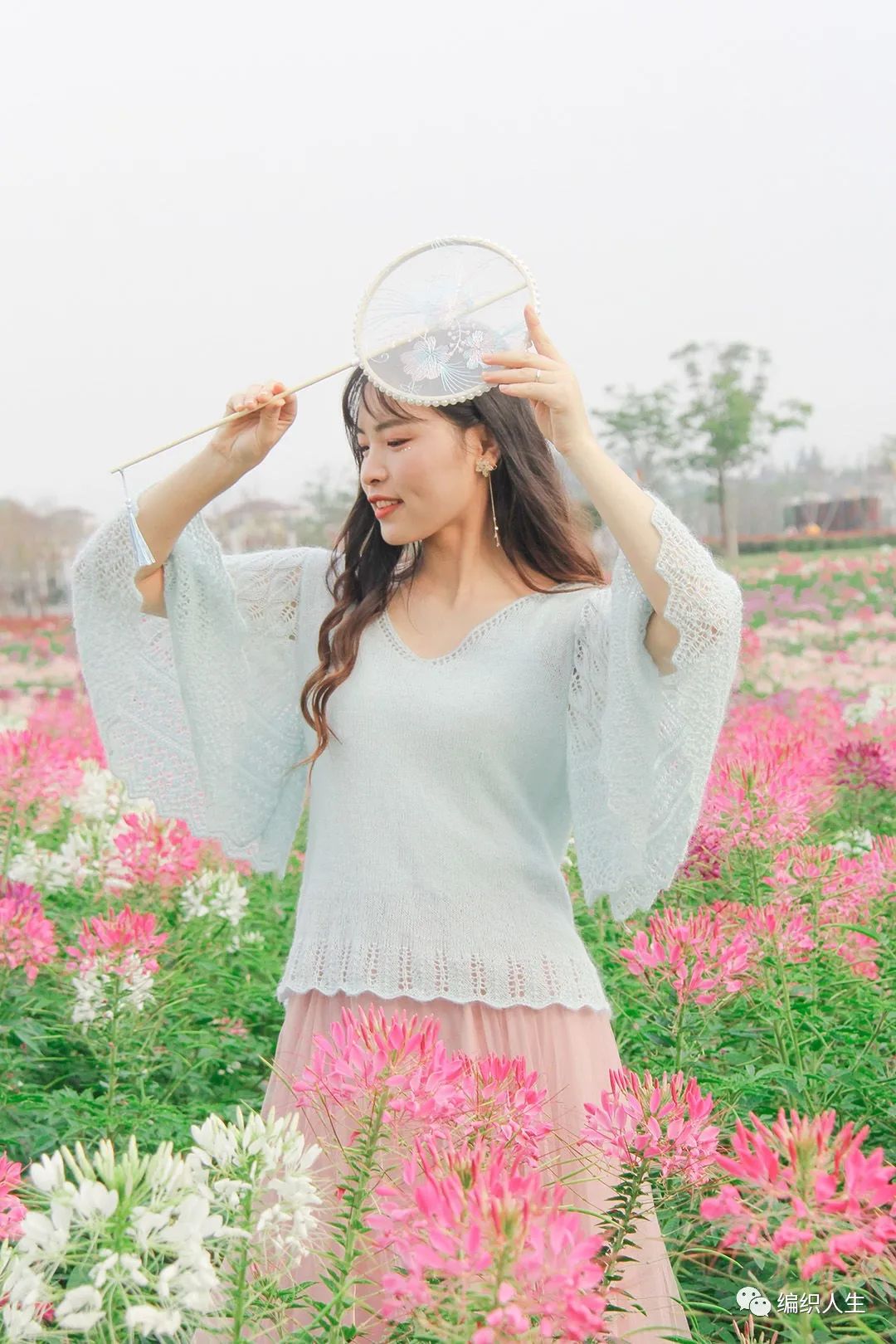 显瘦镂空马海毛毛衣开衫编织教程,马海毛落肩袖开衫编织教程