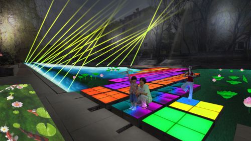 鹤壁淇滨区二支渠灯光秀樱花节,鹤壁樱花园灯光秀视频