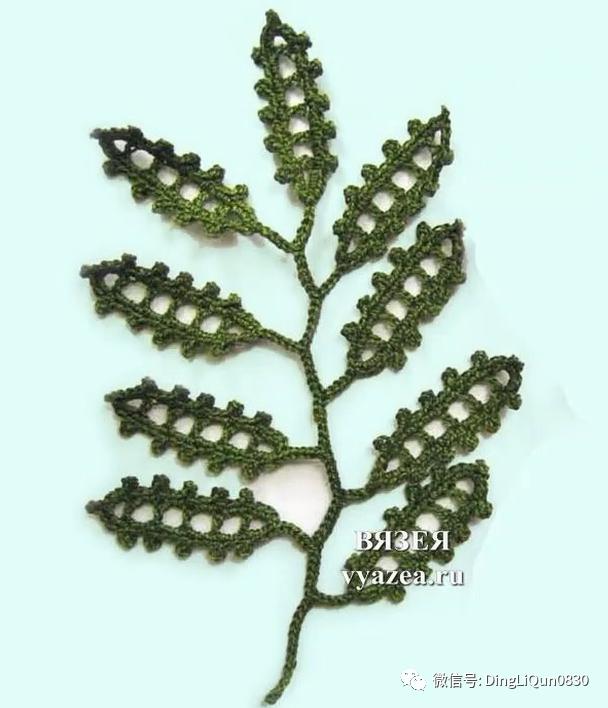 树枝树叶的编织图解,树叶钩针编织教程图解