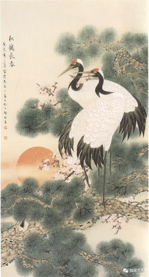 松鹤延年比较有名的图画,写意松鹤图看一下