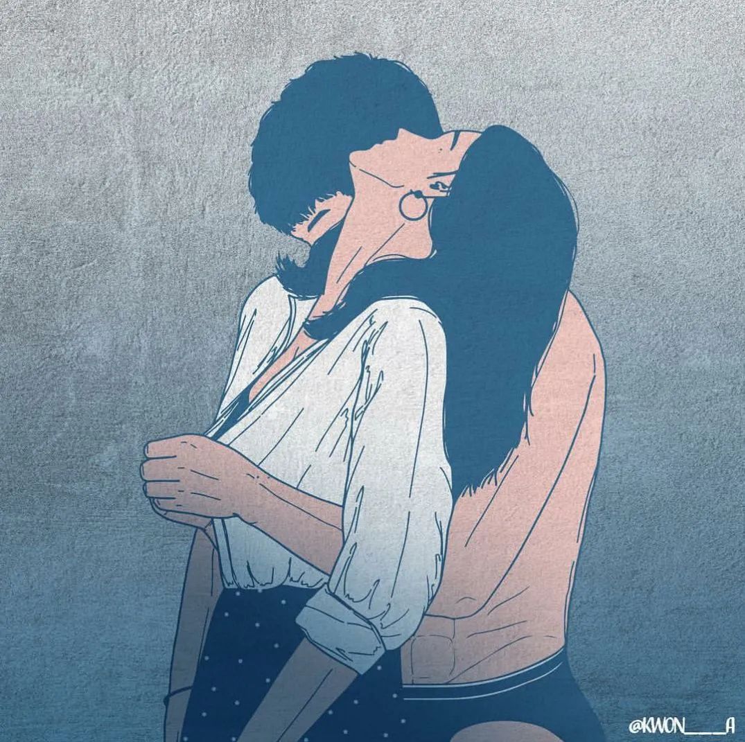 韩国插画师霸道总裁插画,韩国插画师笔下的情侣日常