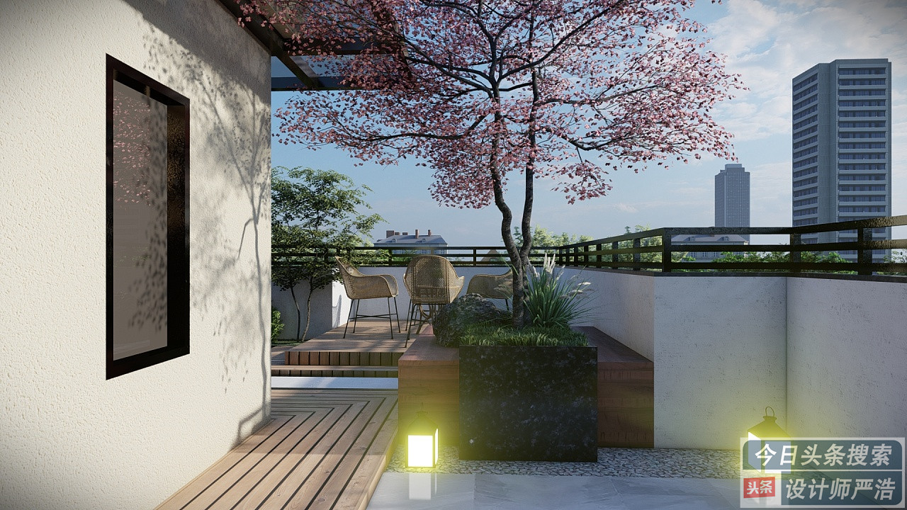 新中式小别墅设计图两层不带露台,50平米楼顶露台新中式花园设计