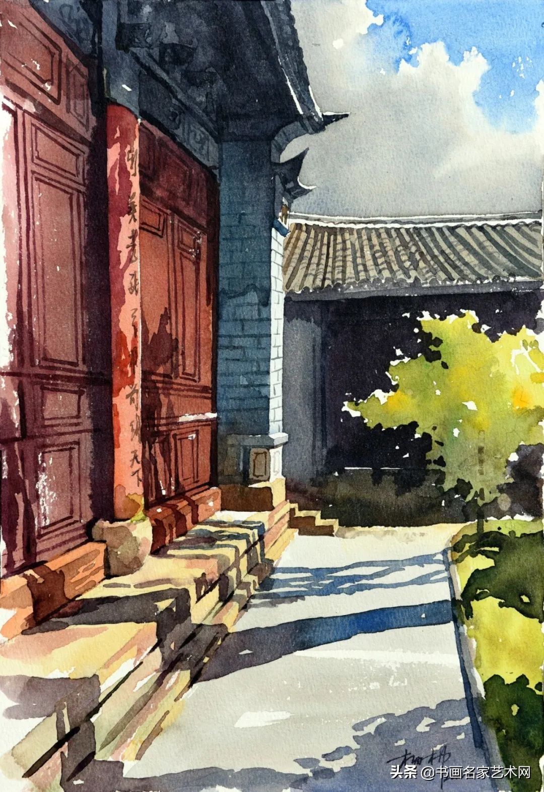 杨柳水彩画教程,关于杨柳的水彩画画作品