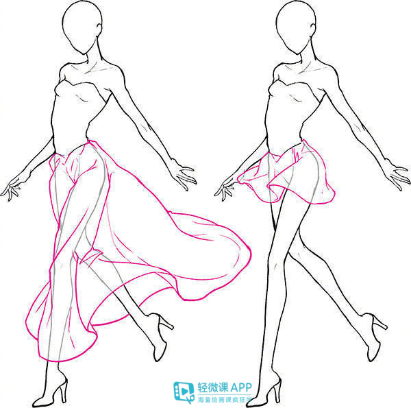 动漫裙子褶皱教程,裙子褶皱画法十种图文