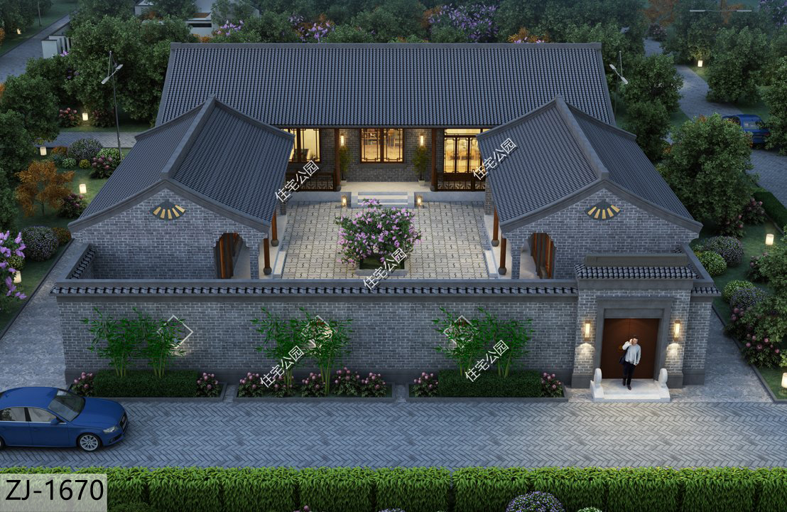 经典中式二层合院户型图,中式最好看的户型图