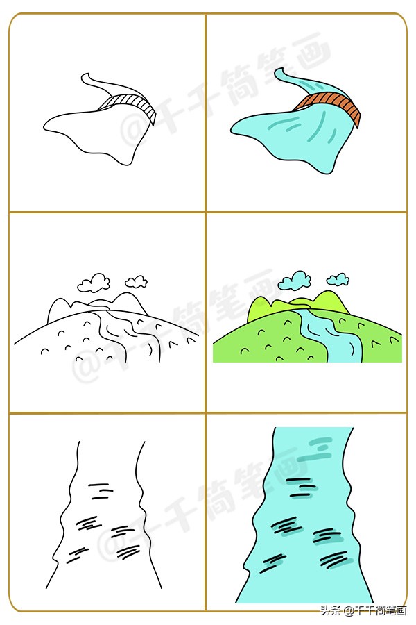 爱画画的人都要收藏一组风景小画,绘画小课堂创意风景画的简单画法