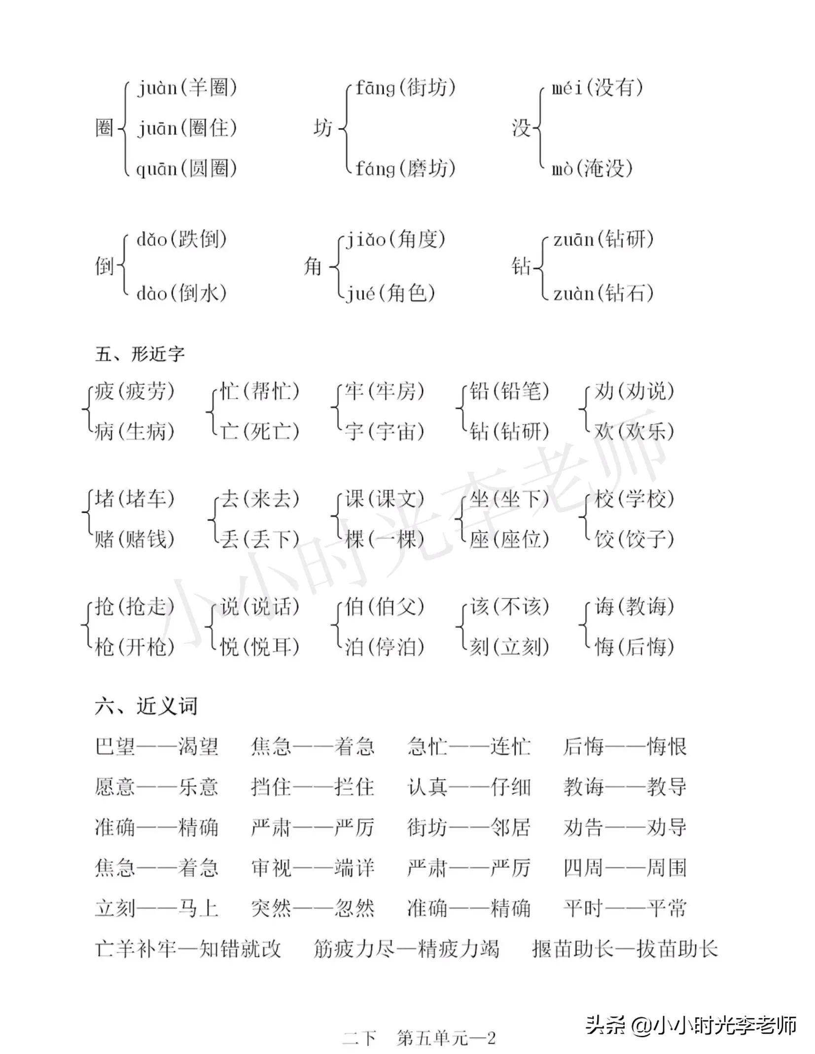 二年级下册语文必背课文知识归纳,二年级语文下册必背重点知识梳理