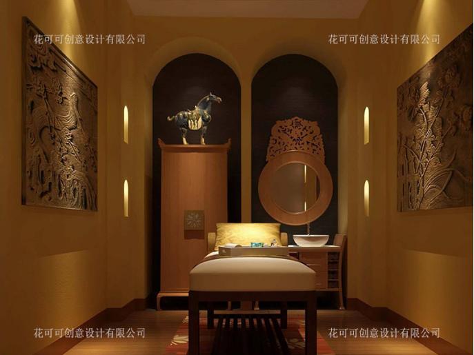 转角美容院装修效果图,美容院装修风格案例图法式