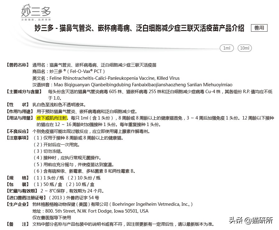 猫咪打疫苗跟狂犬疫苗一样吗,猫咪打疫苗针头往上还是往下