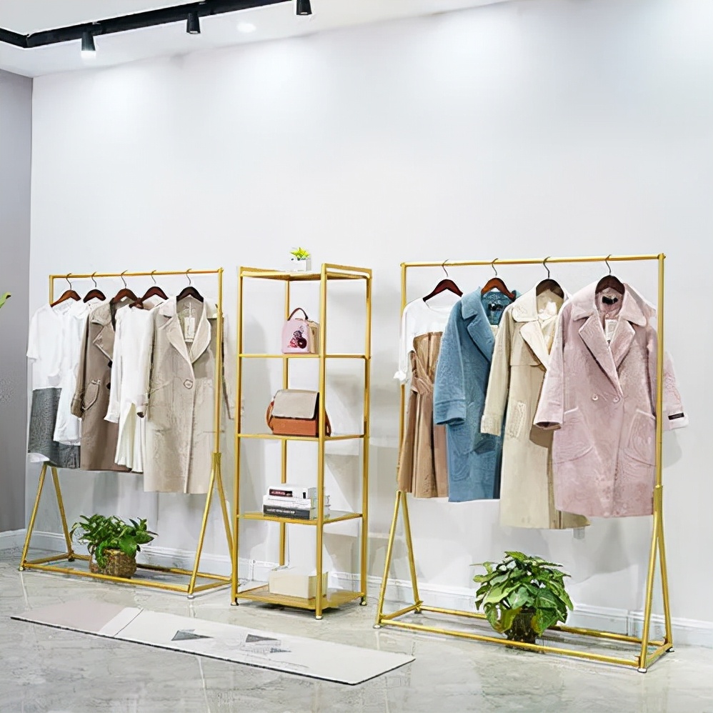 简约服装展示架,好看不锈钢展示架衣帽架