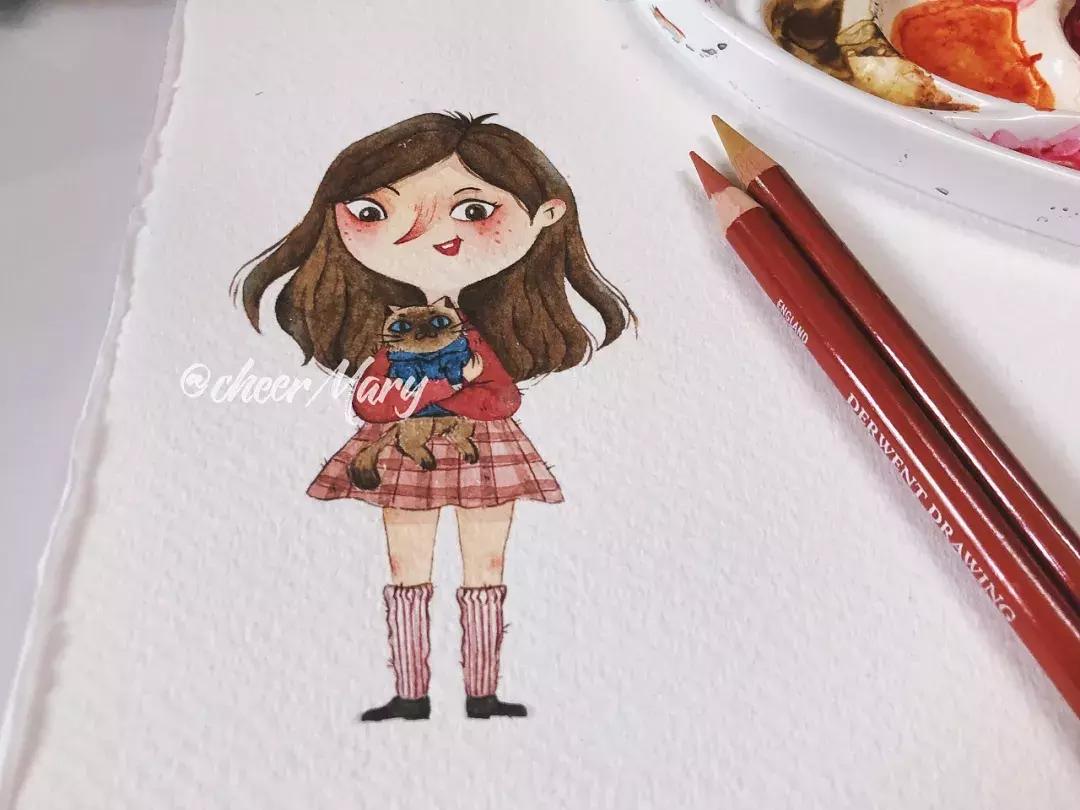 简笔画可爱小人插画,超萌可爱的插画小人