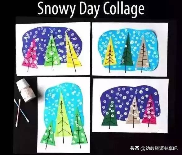 幼儿园冬季手工绘画漂亮,冬天手工画幼儿园简单