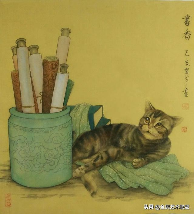 栩栩如生的小猫眯,原来是才女画家贺芳芳的作品