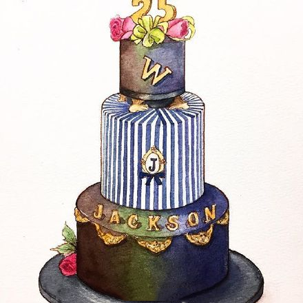 水彩森系小清新插画甜品,手绘治愈系甜品插画