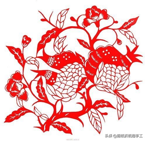石榴多子多福剪纸,多子石榴剪纸图片大全