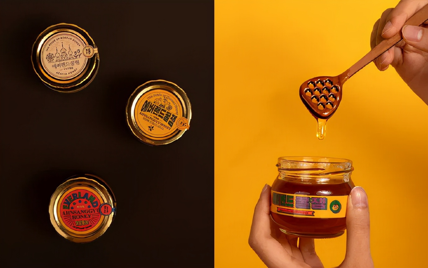 蜂蜜插画包装设计创意,高端蜂蜜产品包装设计