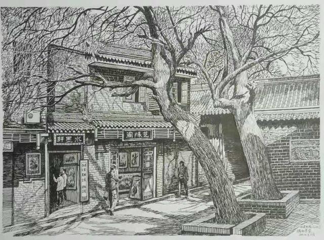 西安书院门手绘明信片,西安手绘古城