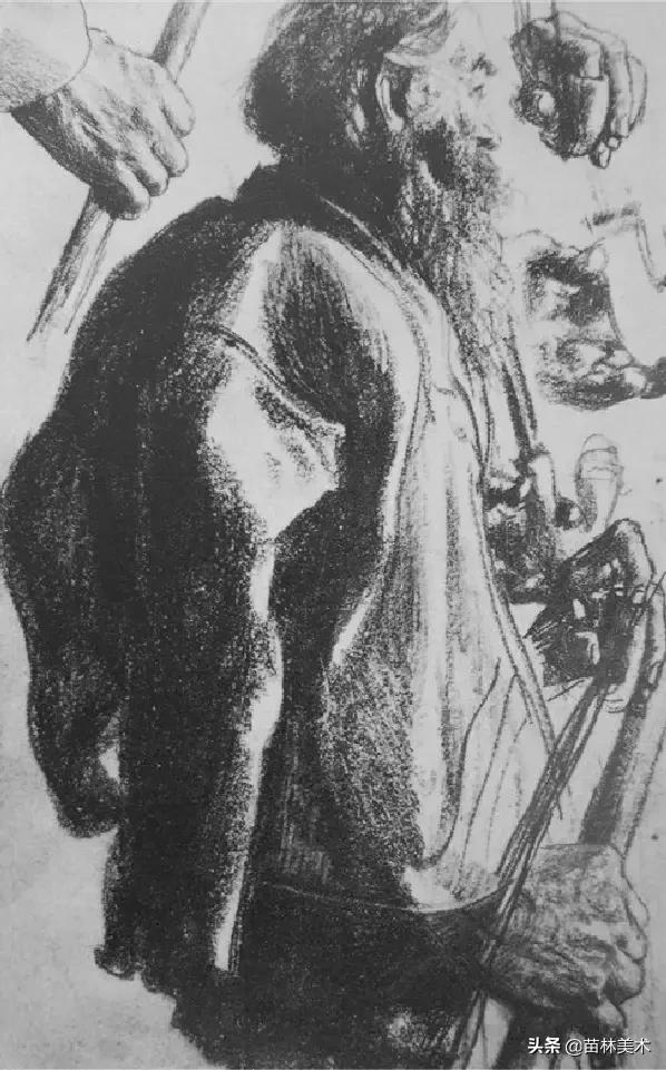 门采尔自画素描高清大图,素描大师门采尔著名作品