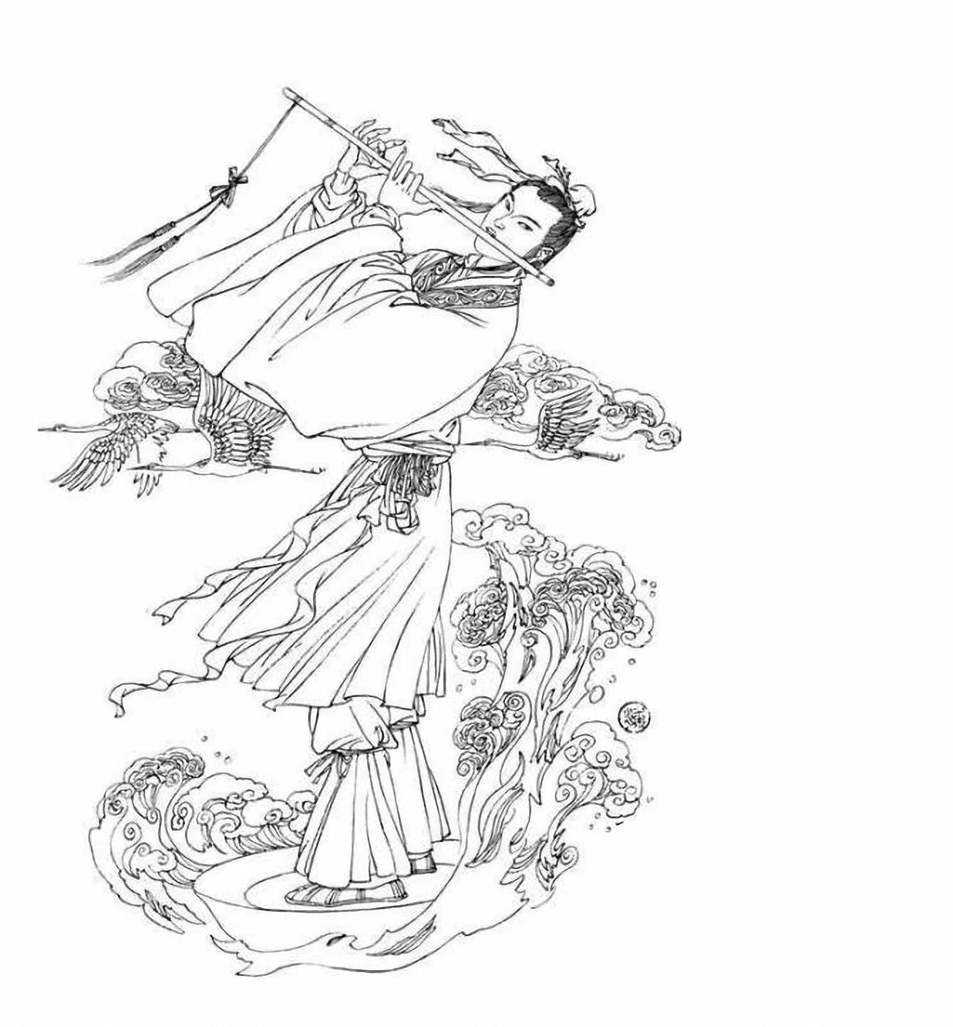 图谱神话人物工笔画白描,国画工笔人物白描图片大全大图