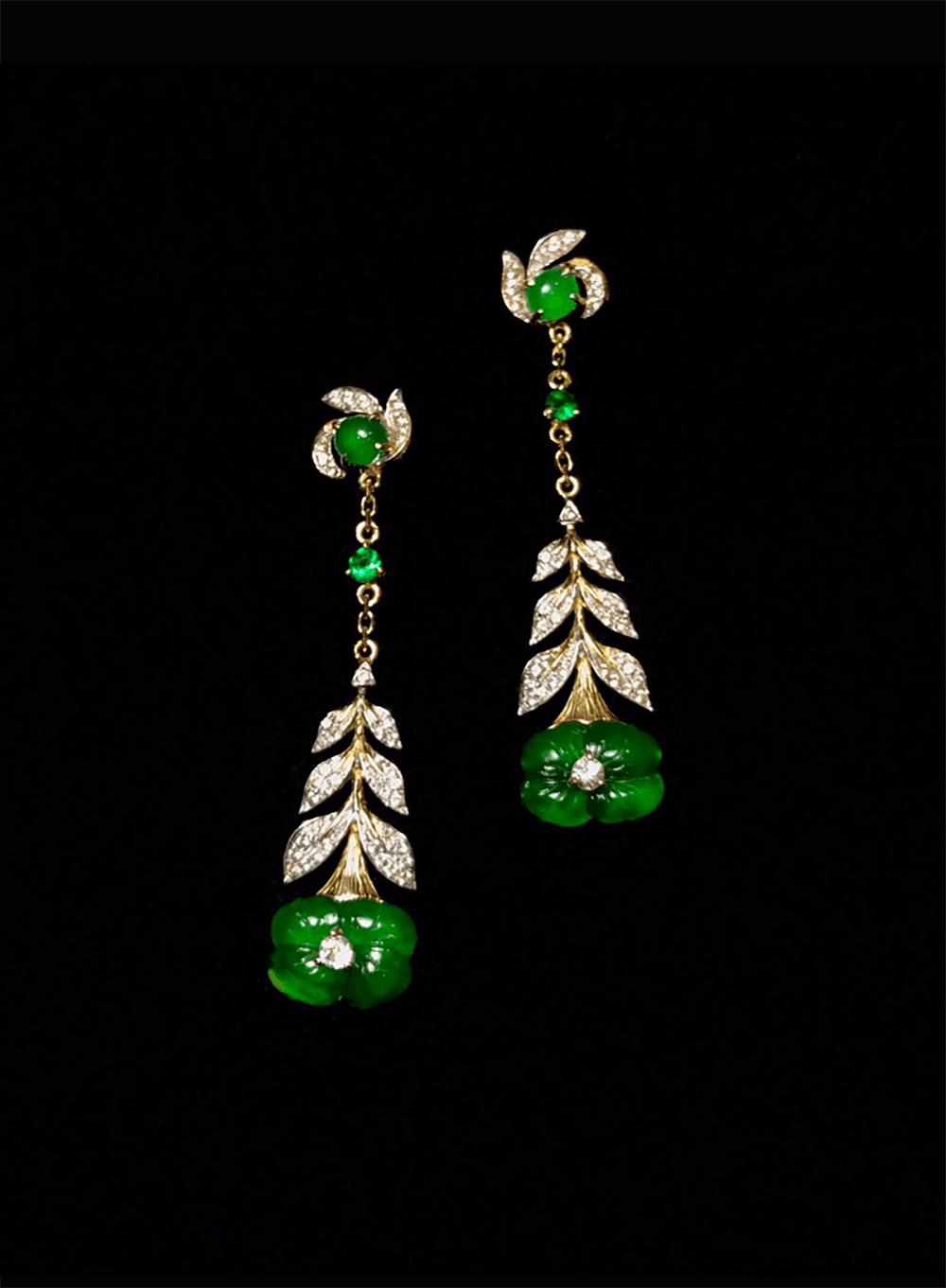 这些美翻了的新中式翡翠耳饰,让人赏心悦目的复古翡翠耳坠