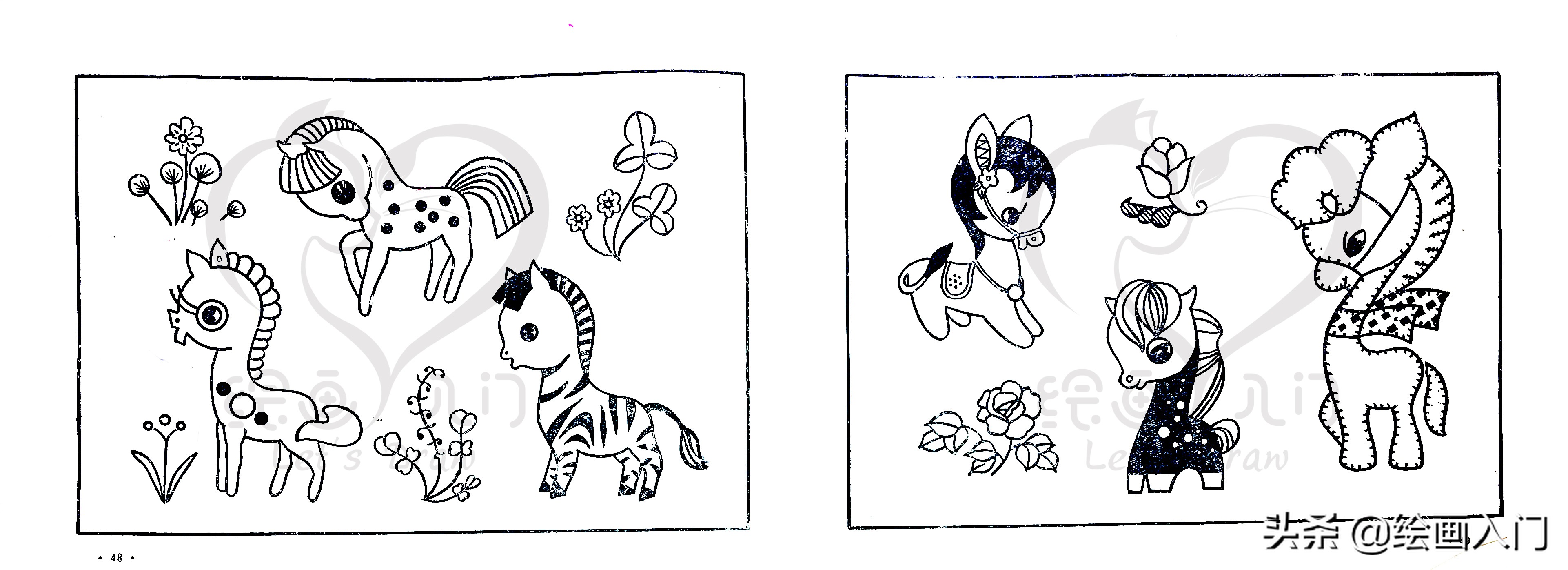 简笔画分享图片,简笔画刺绣可爱小图案