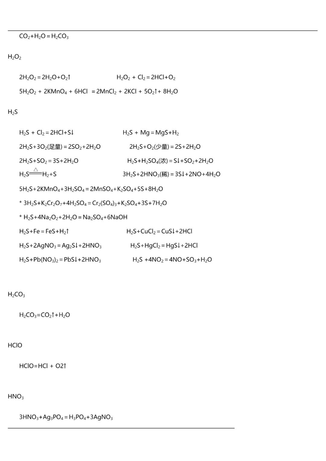 高中化学氯气方程式总结,高中化学所有方程式大全
