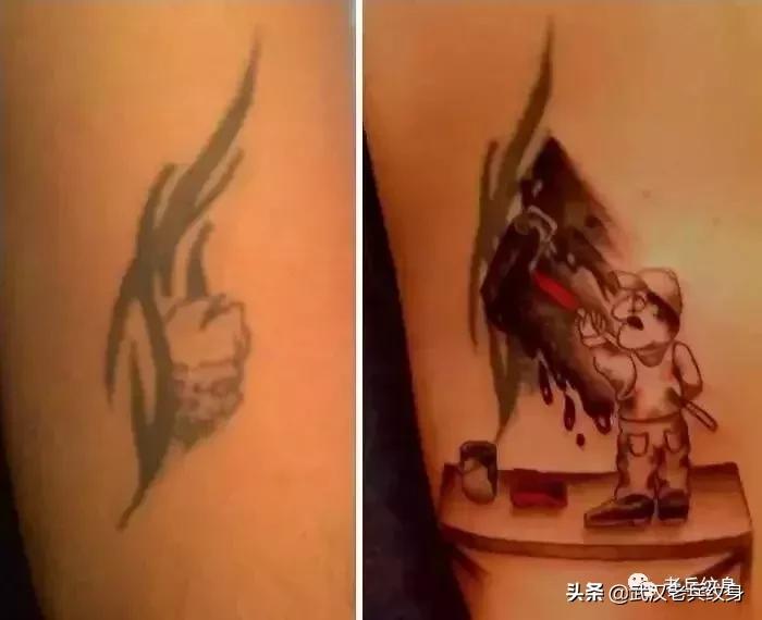 手臂旧纹身遮盖,遮盖旧纹身的图案