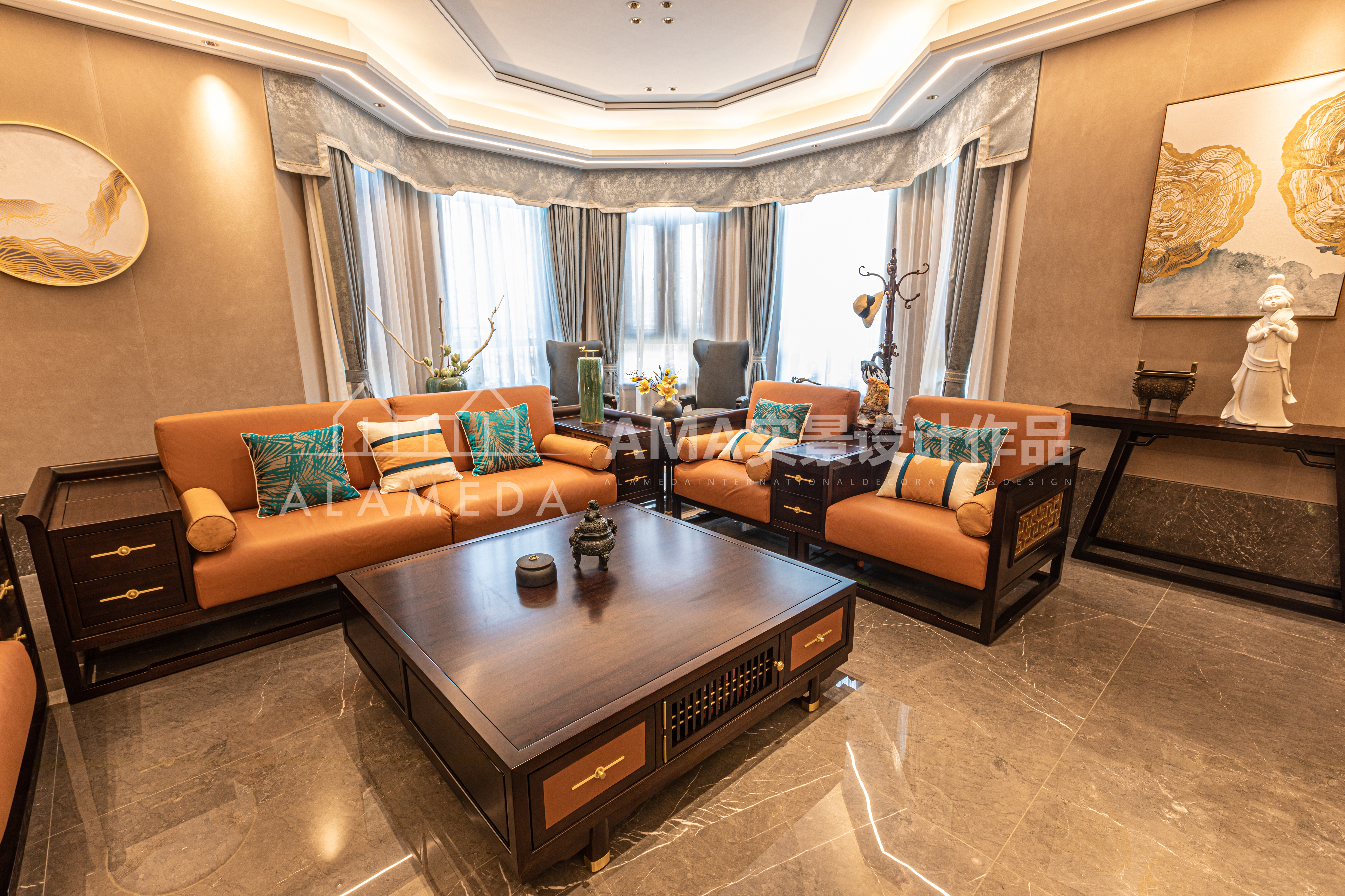 140平叠墅现代轻奢装修风格,南山区别墅现代简约装修设计