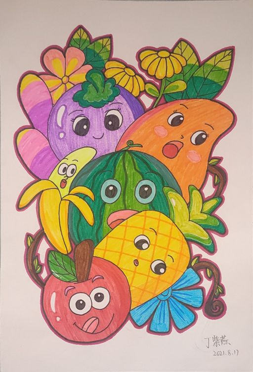 暑假儿童画一年级作品,儿童画合集