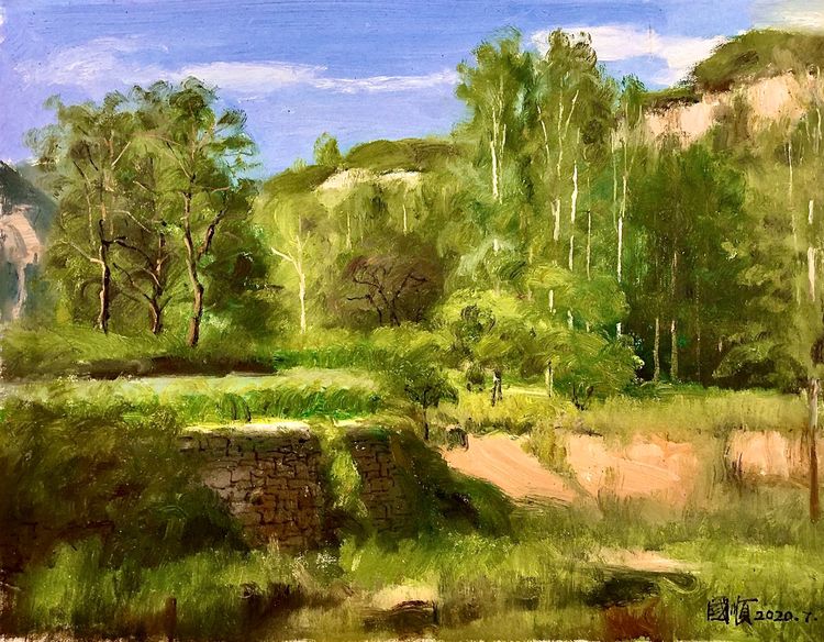 左国顺油画,郭福明的果子沟风景油画作品