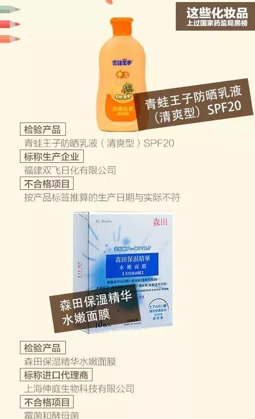 国家药监局公布检验不合格化妆品：自然堂、安热沙、森田、施华蔻