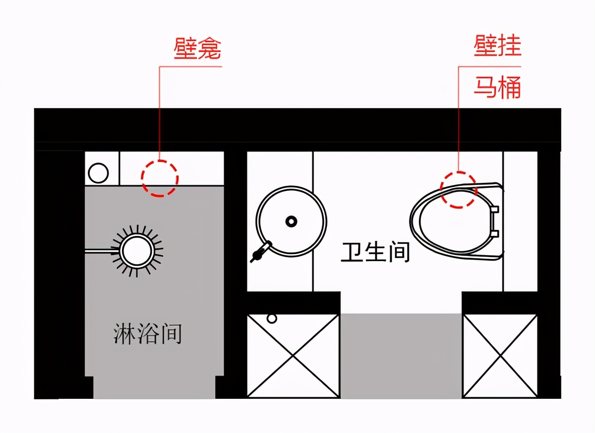 套内40平米二房一厅设计图,一体式干湿分离卫浴房