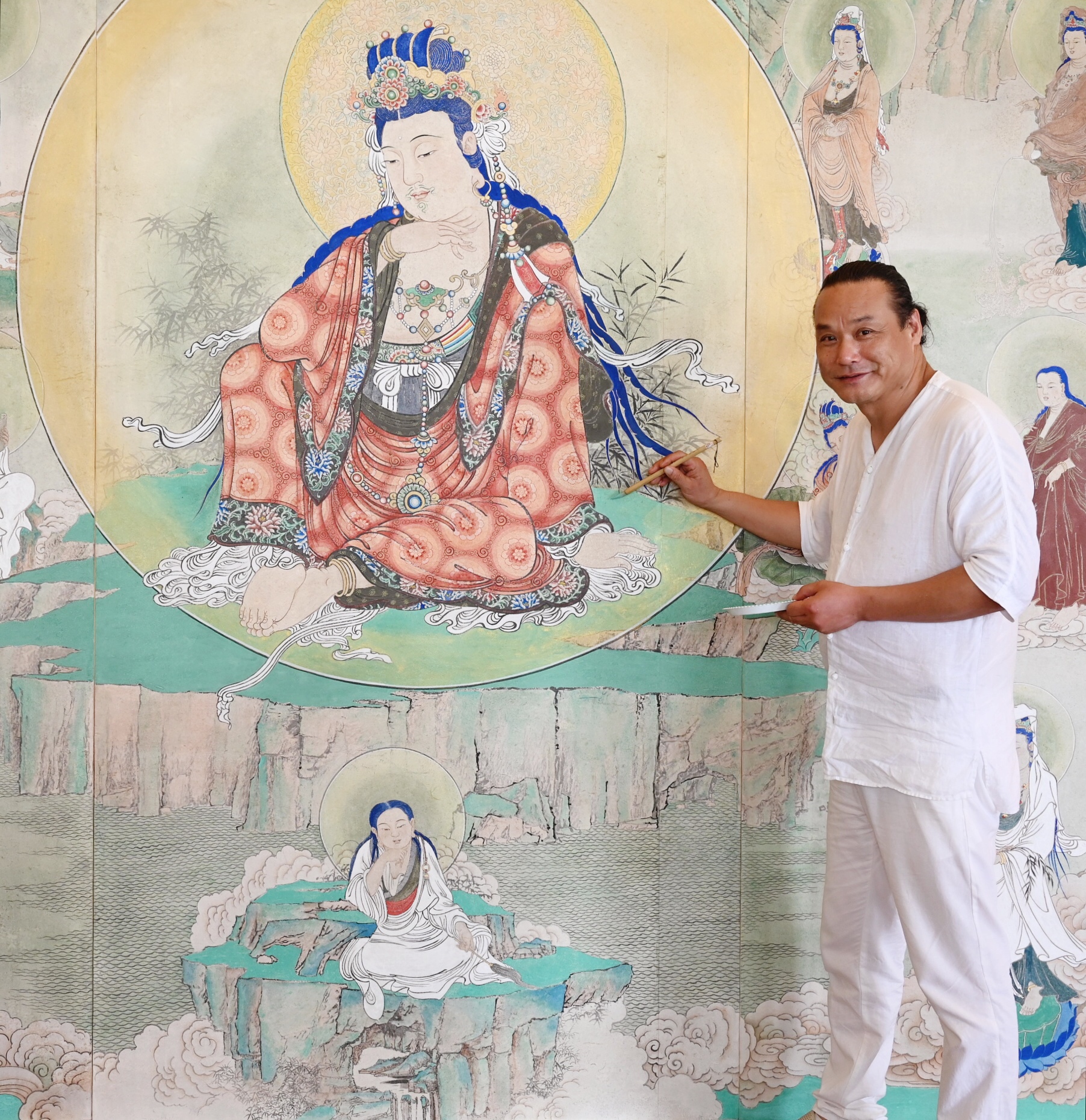 观音菩萨三十二像工笔画,观世音菩萨画像工笔画