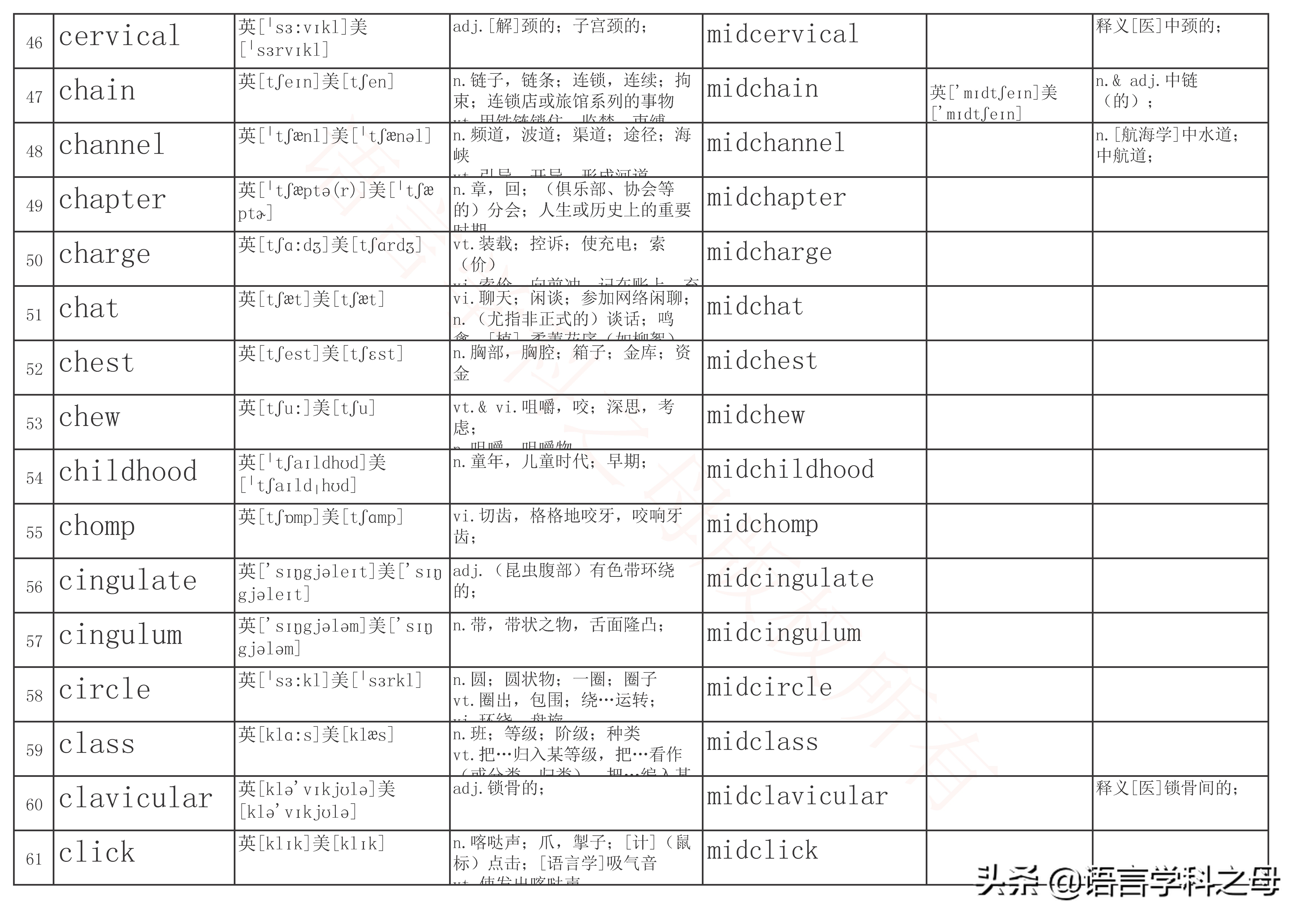 mid作前缀的单词大全,mid前缀的单词