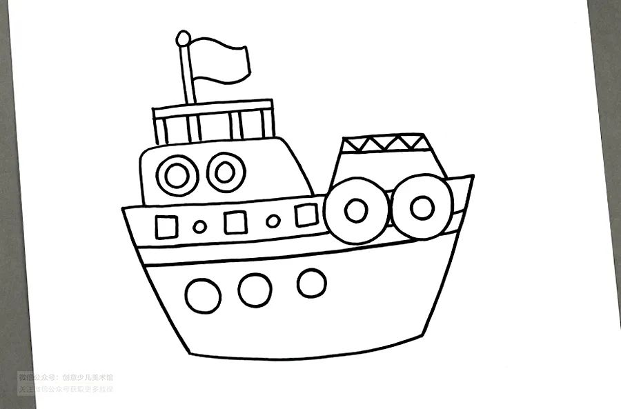 儿童画船简单又漂亮,儿童画作品船