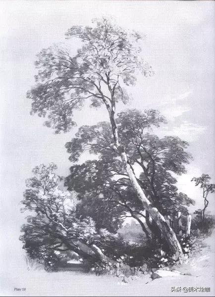 高清素描临摹风景图入门,素描画画教程7-12岁风景图