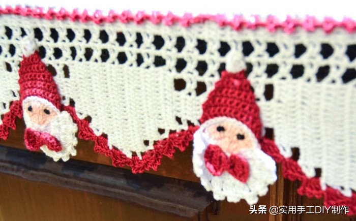 圣诞花环钩针图解,钩针编织圣诞帽贴花