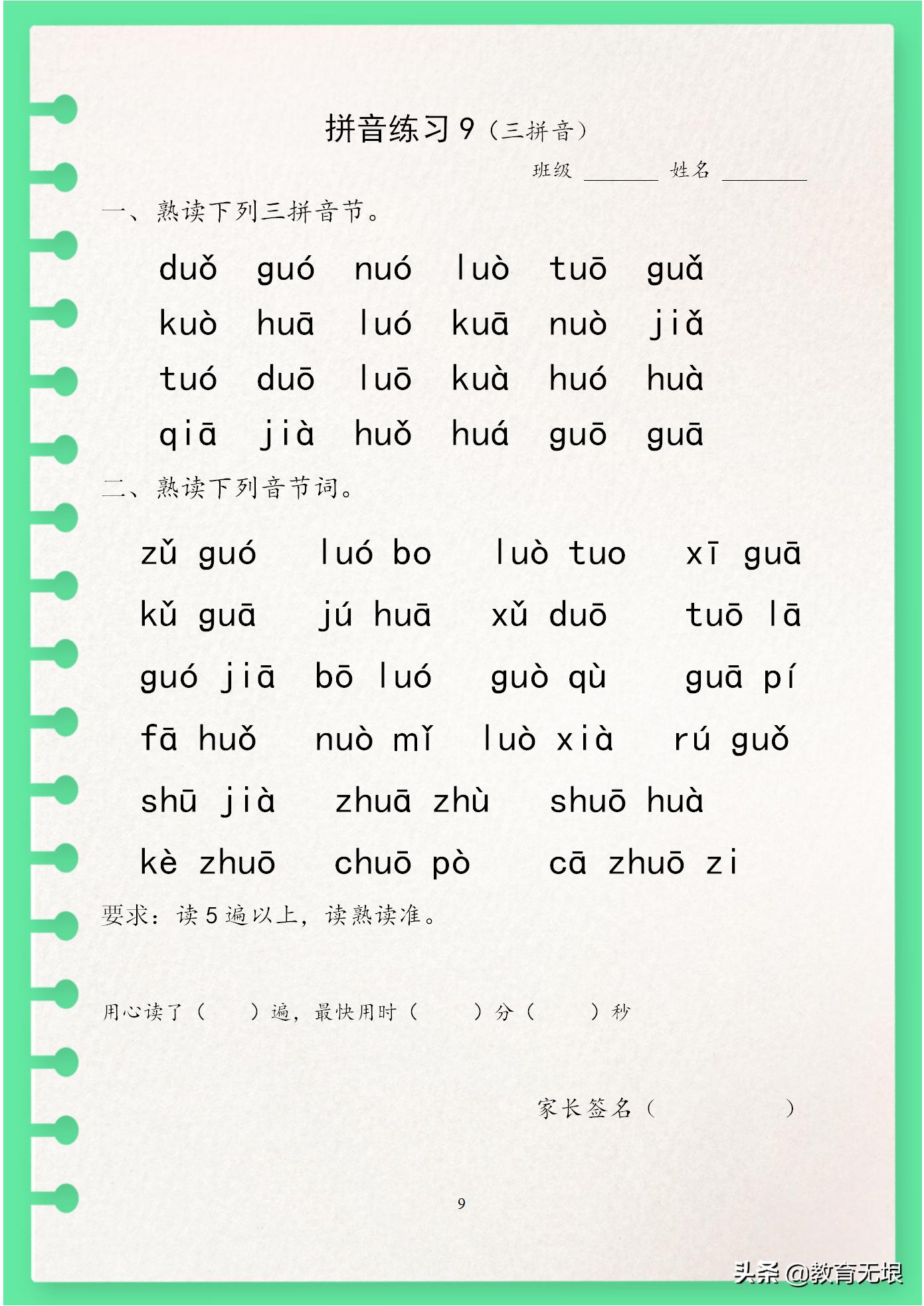 一年级三拼音节拼音教学视频,部编语文一年级上册拼音总复习