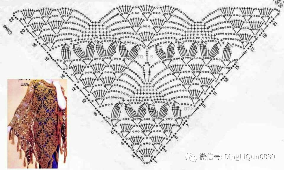 钩针钩贵夫人披肩最新花样图解,钩针夏河颜半圆形披肩图解