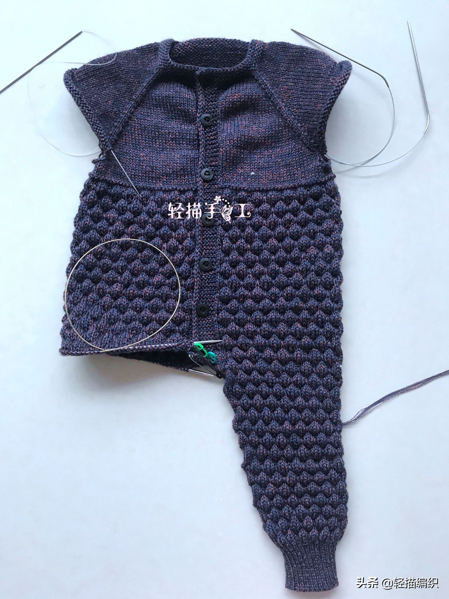 宝宝连体衣从上往下的编织方法,从上往下织连体毛衣编织教程