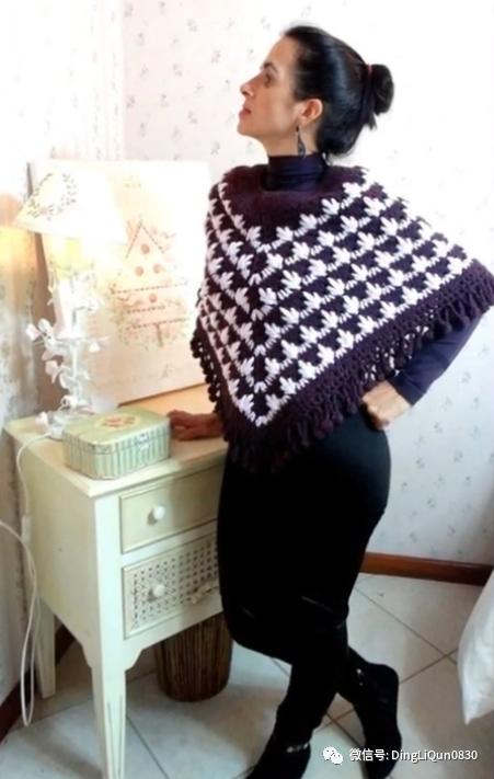 斗篷披肩钩花图样,针织披肩花样图片大全