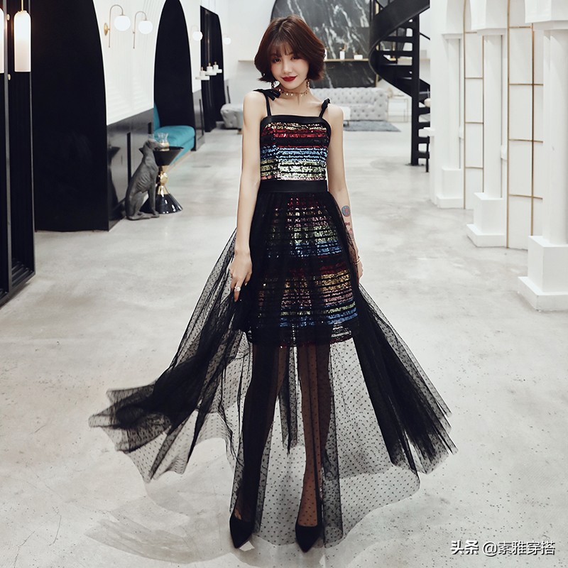 黑色晚礼服高贵优雅学生,晚礼服旗袍高贵优雅高端