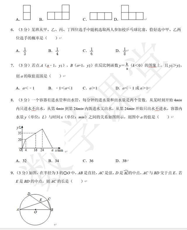 武汉中考数学试卷20题解析,武汉市中考数学近几年的试卷分析