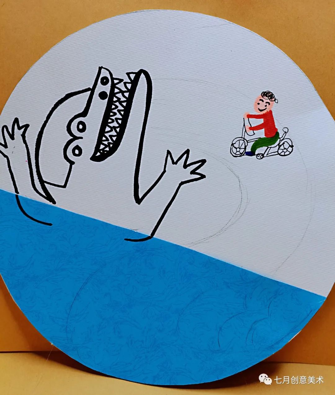 小熊美术绘画鳄鱼,简单的恐龙鳄鱼绘画