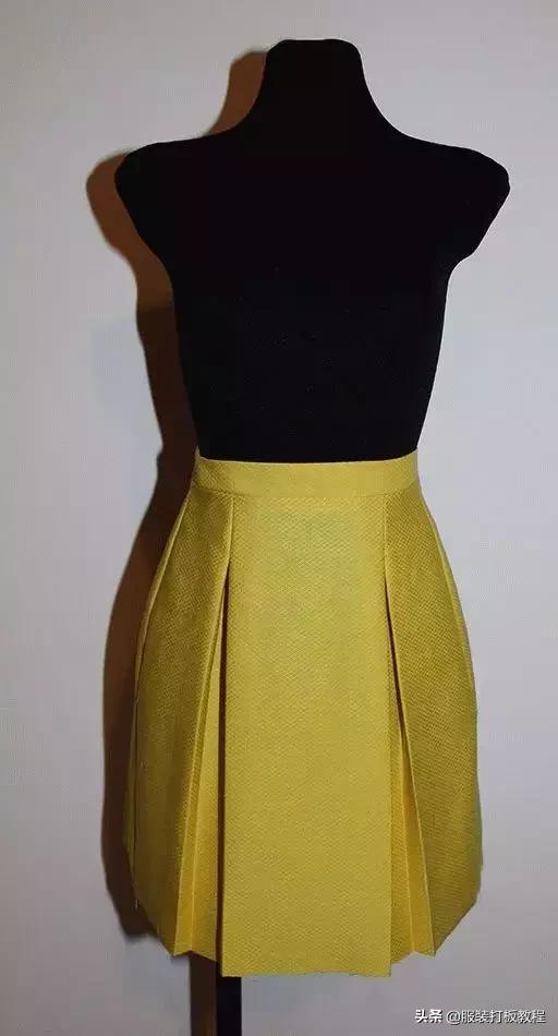 工字褶裙打版结构图,连腰工字褶裙打版