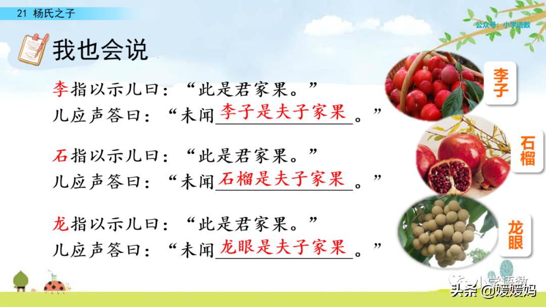 五年级下册第八单元杨氏之子批注,五年级下册杨氏之子的课堂笔记